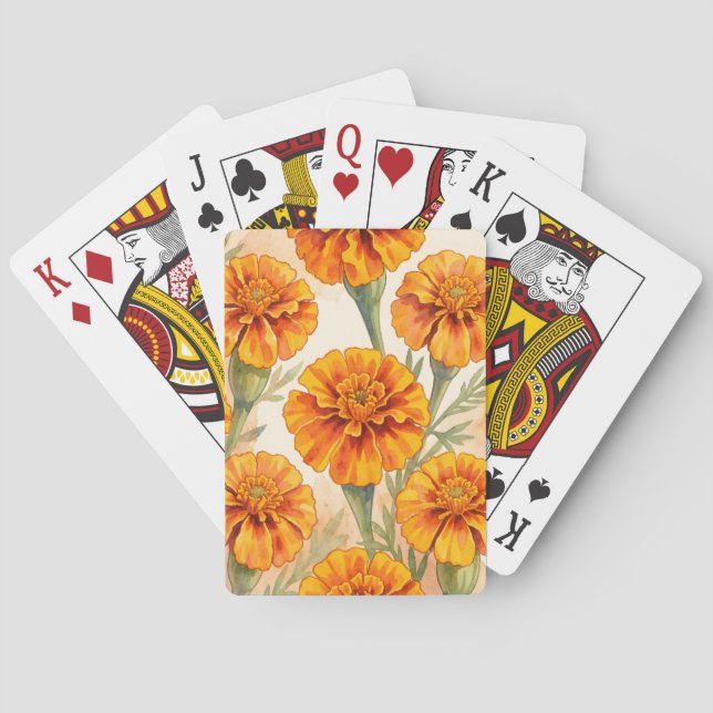Jeu De Cartes Motif de fleurs de souci orange (dos)
