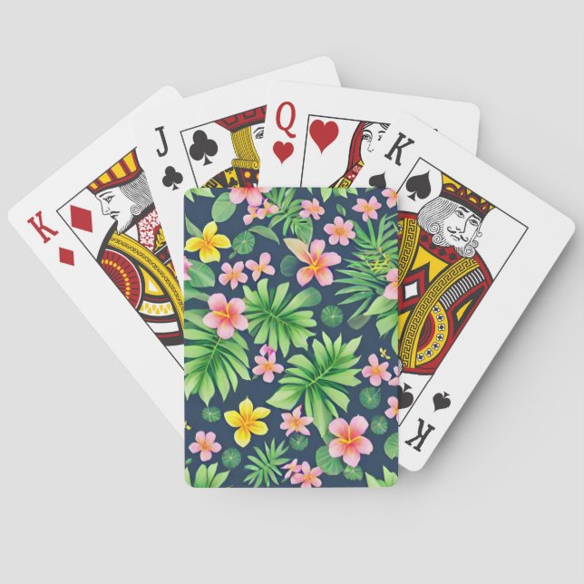 Jeu De Cartes Motif de fleurs et de feuilles tropicales (dos)