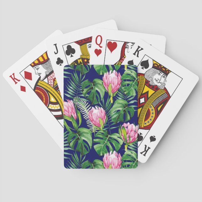 Jeu De Cartes Motif de fleurs feuille de palme (dos)