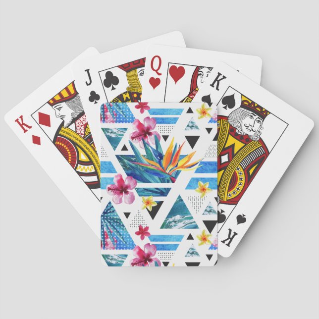 Jeu De Cartes Motif de fleurs géométriques tropicales (dos)