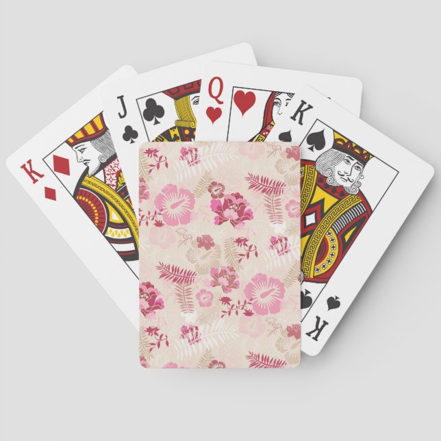 Jeu De Cartes Motif de fleurs modernes roses mignon (dos)