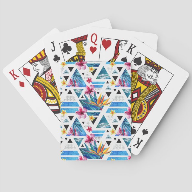 Jeu De Cartes Motif de fleurs tropical géométrique (dos)