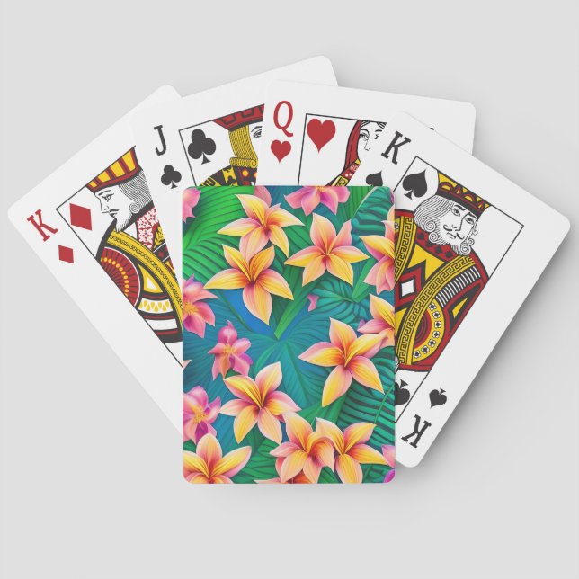 Jeu De Cartes Motif de fleurs tropicales hawaïennes (dos)
