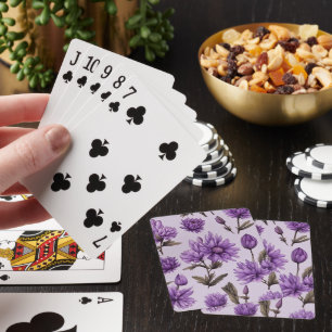 Jeu De Cartes Motif de fleurs violettes botaniques