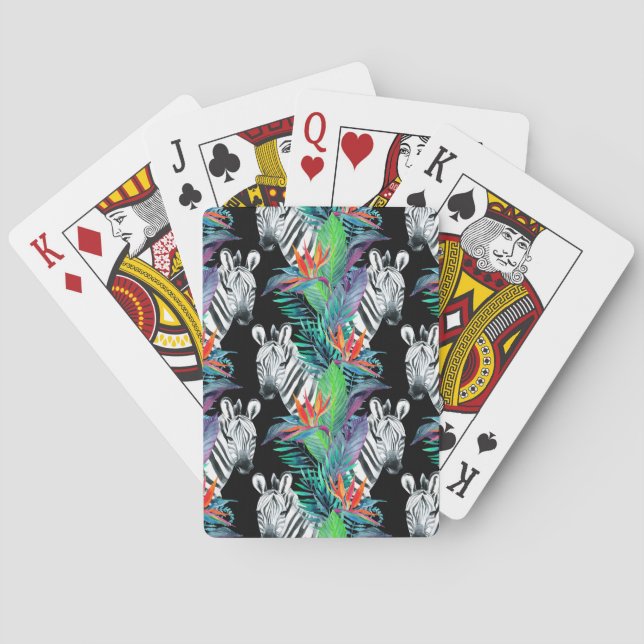 Jeu De Cartes Motif De Fleurs Zébrées Et Exotiques (dos)