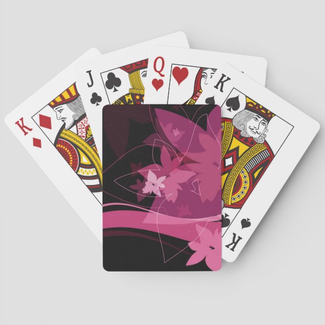 Jeu De Cartes Motif de floraison magenta (dos)