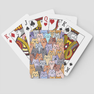 Jeu De Cartes Motif de foule de chats colorés et mignons avec vi