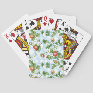 Jeu De Cartes Motif de fraise et feuille de charme - Vintage