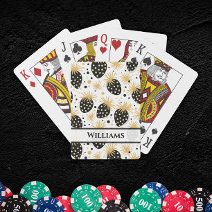 Jeu De Cartes Motif de fraises noir et or