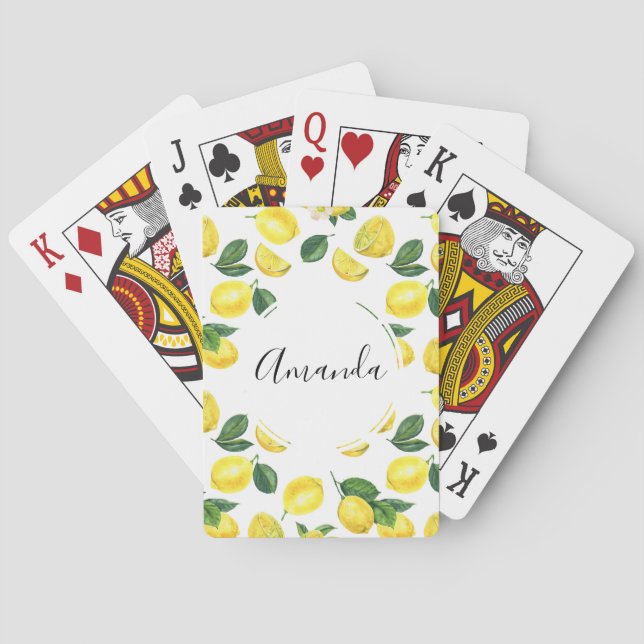 Jeu De Cartes Motif de fruits aux citrons jaunes (dos)