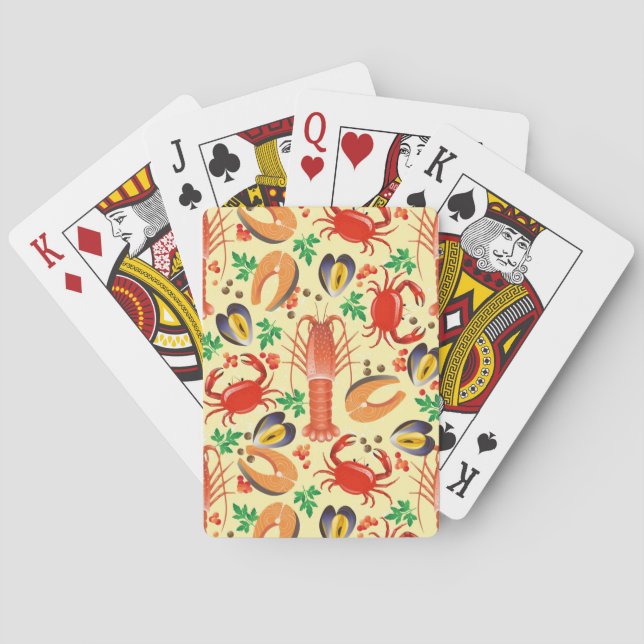 Jeu De Cartes Motif de fruits de mer (dos)