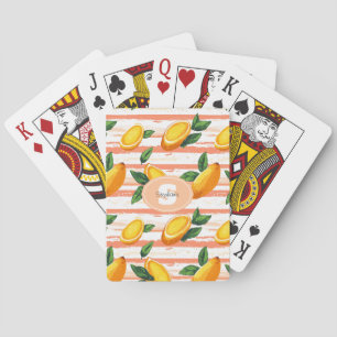 Jeu De Cartes Motif de fruits Mango avec Feuilles verts