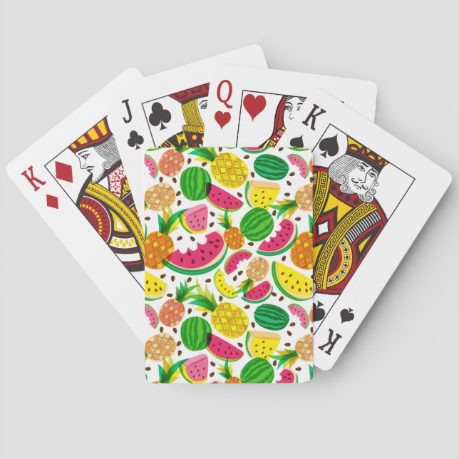 Jeu De Cartes Motif de fruits tropicaux rouges et jaunes (dos)