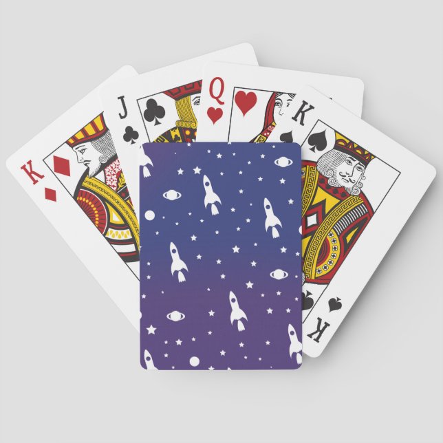 Jeu De Cartes Motif de fusées spatiales vintage (dos)