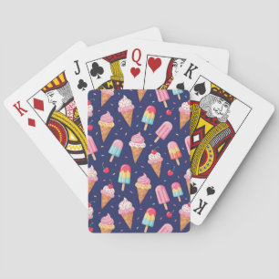Jeu De Cartes Motif de glace, de sucettes glacées et de cerises