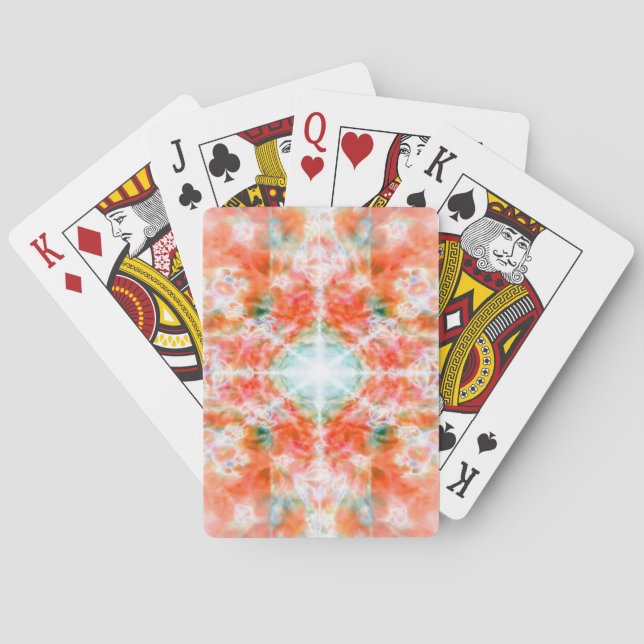 Jeu De Cartes Motif de kaléidoscope orange (dos)