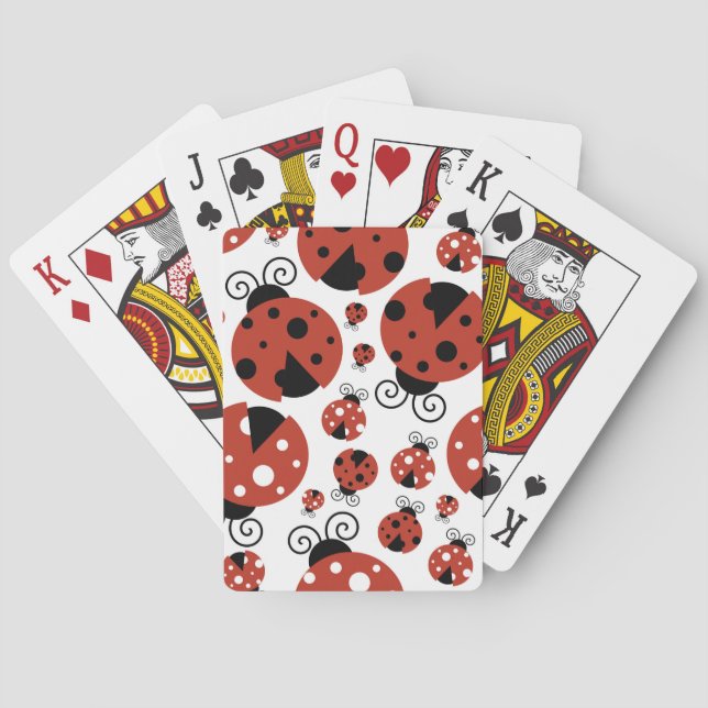 Jeu De Cartes Motif De Ladybugs, Mignons Ladybugs, Red Ladybugs (dos)