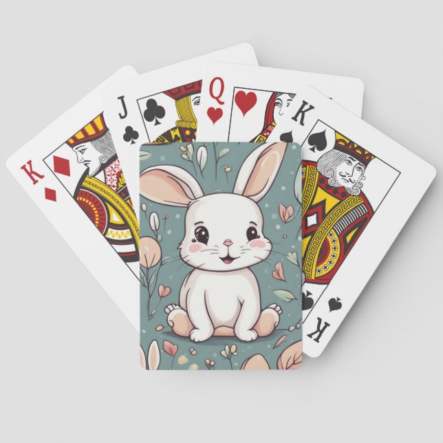 Jeu De Cartes Motif de lapin blanc mignon (dos)