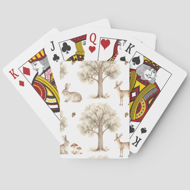 Jeu De Cartes Motif de lapin et de cerf de la forêt (dos)