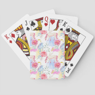 Jeu De Cartes Motif de licorne et de Pegasus d'aquarelle