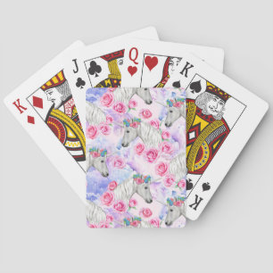 Jeu De Cartes Motif de licornes et de roses