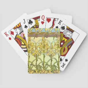 Jeu De Cartes Motif de lys Art nouveau d'Alphonse Mucha vintage