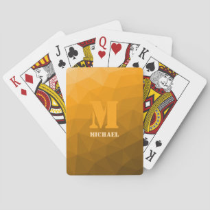 Jeu De Cartes Motif de maillage géométrique orange Monogramme