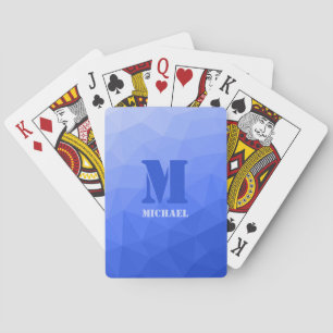 Jeu De Cartes Motif de maille géométrique bleu foncé Monogramme