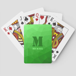 Jeu De Cartes Motif de maille géométrique vert clair Monogramme