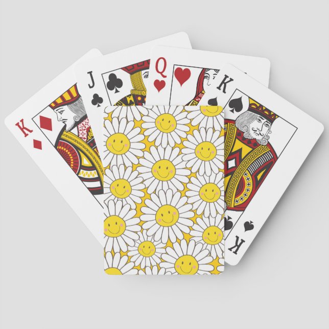 Jeu De Cartes Motif de marguerite blanc souriant mignon (dos)