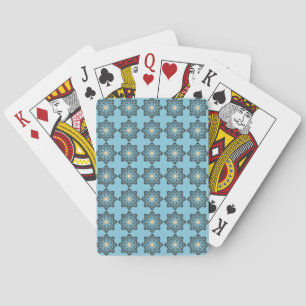 Jeu De Cartes Motif de médaillon floral géométrique en détresse