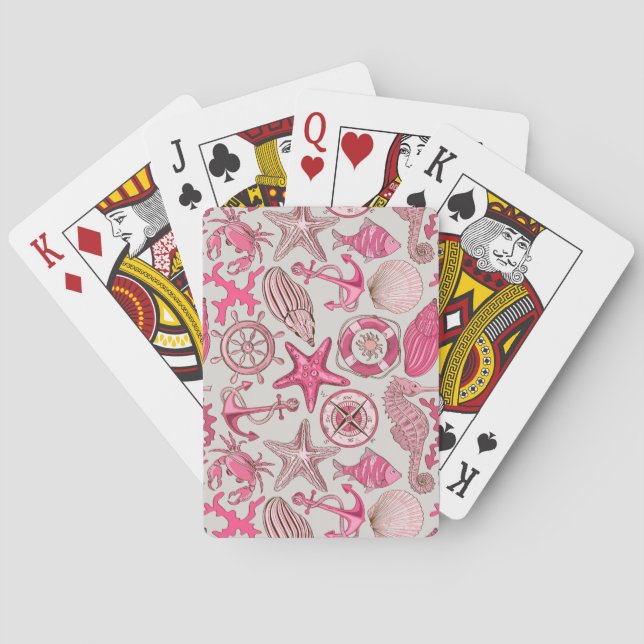 Jeu De Cartes Motif de mer rose (dos)