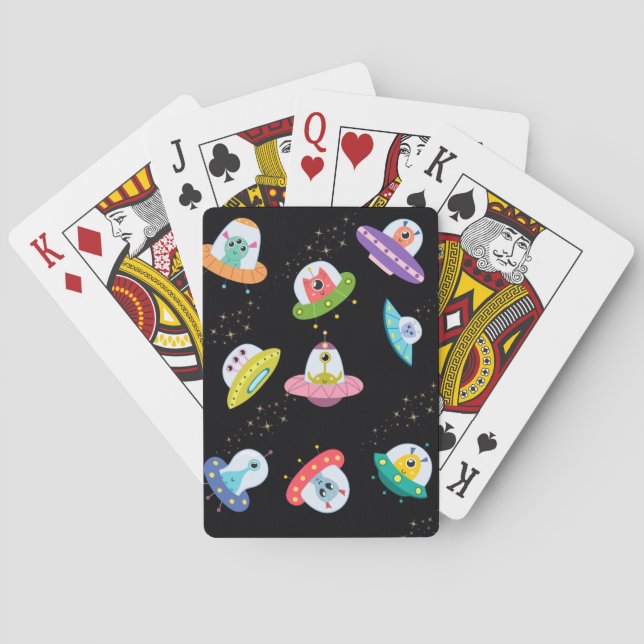 Jeu De Cartes Motif de navires UFO (dos)