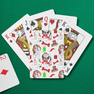 Jeu De Cartes Motif de Noël adorable de Shih Tzu