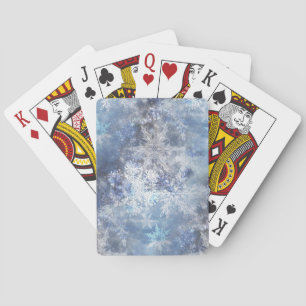 Jeu De Cartes Motif de Noël bleu texturé de glace et de neige