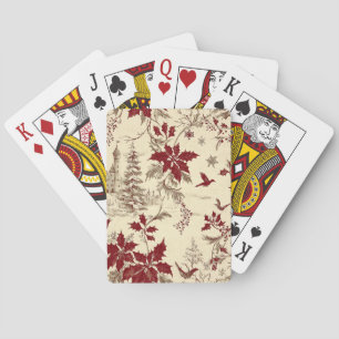 Jeu De Cartes Motif de Noël floral Poinsettia (8)