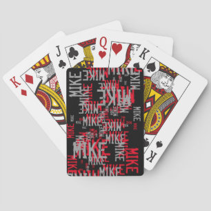 Jeu De Cartes motif de noms rouge/gris sur cool noir