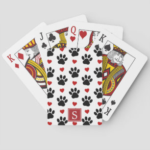 Jeu De Cartes Motif De Pâtes, Pâtes Noires, Coeurs Rouges, Monog