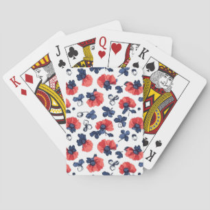 Jeu De Cartes Motif de pépites d'aquarelle - Rouge, Bleu et Blan