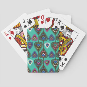 Jeu De Cartes motif de plumes de paon mignon
