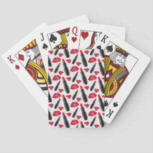 Jeu De Cartes Motif de point de polka de rouge à lèvres et de