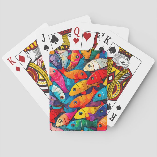 Jeu De Cartes Motif de poisson multicolore (dos)