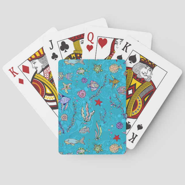 Jeu De Cartes Motif de poissons de turquoise (dos)