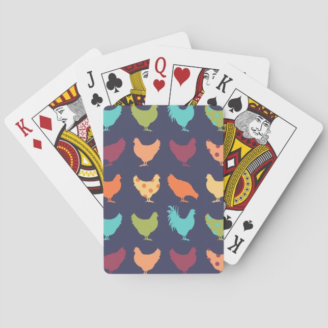 Jeu De Cartes Motif de poulet multicolore funky (dos)