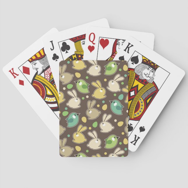 Jeu De Cartes motif de printemps avec oeufs de Pâques, oiseaux (dos)