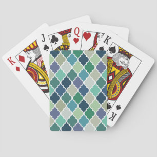 Jeu De Cartes Motif de quatrefoil bleu, vert et turquoise
