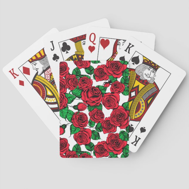 Jeu De Cartes Motif de roses rouges (dos)