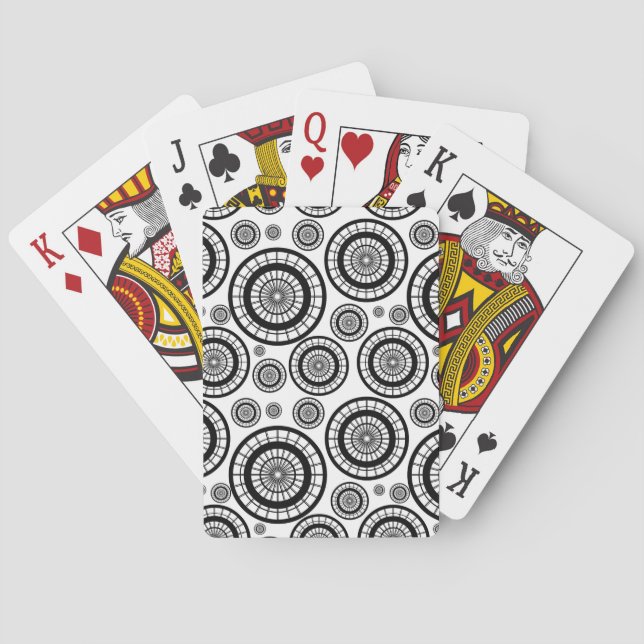 Jeu De Cartes Motif de roue répétitive noir et blanc (dos)