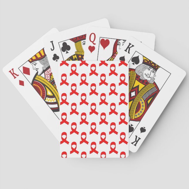 Jeu De Cartes Motif de ruban rouge (dos)