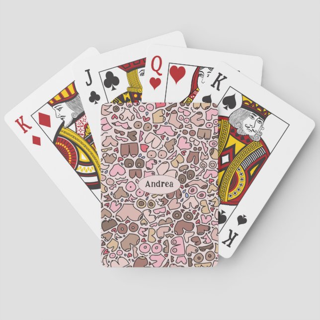 Jeu De Cartes Motif de sein neutre en nom (dos)